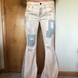 Free People Patchwork Bell Bottom Jeans Size 25